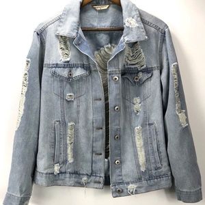 Distressed Blue Jean Jacket Highway Jeans